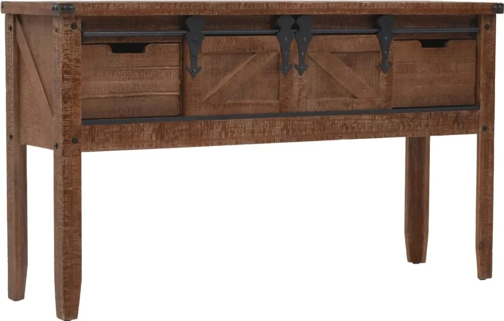 Table d'appoint console en bois massif brun pour entrée et salon - 11
