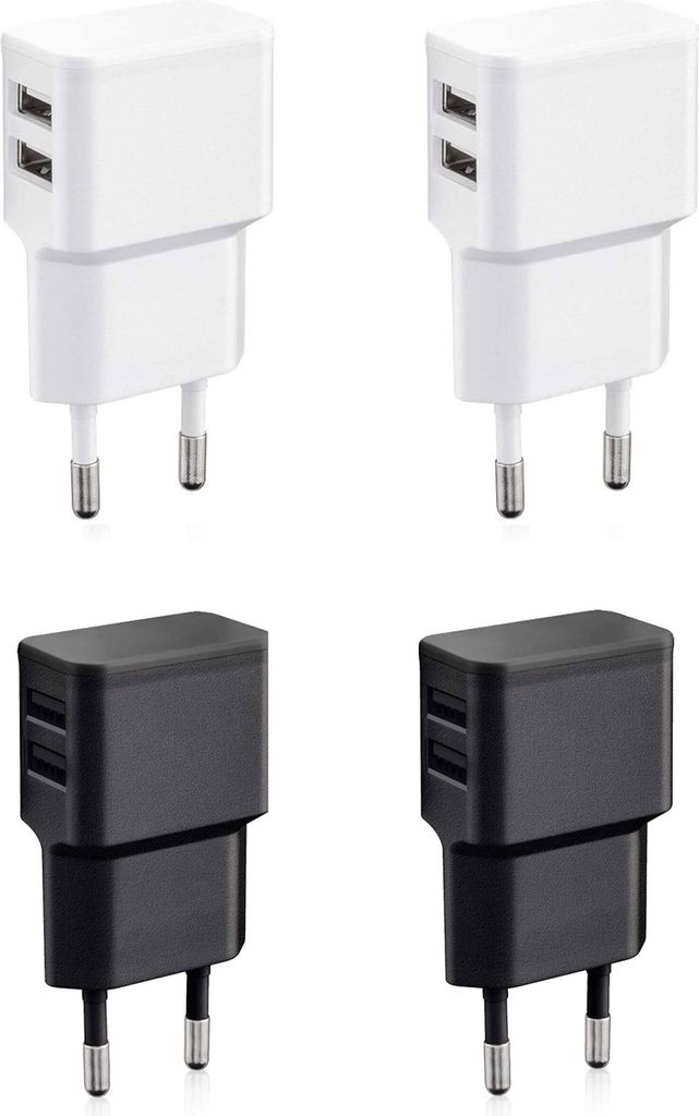 Wicked Chili 4 Stück Dual USB Ladegerät, Universal 90° Netzteil abgewinkelt für Handy, Watch, Powerbank, Bluetooth Speaker, Doppel Ladegerät N...