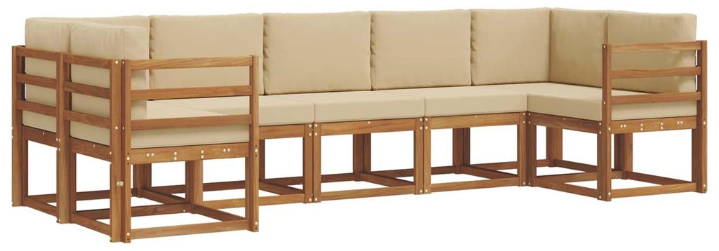 vidaXL Outdoor-Sofagarnitur mit Kissen 7 pcs Natur und Beige