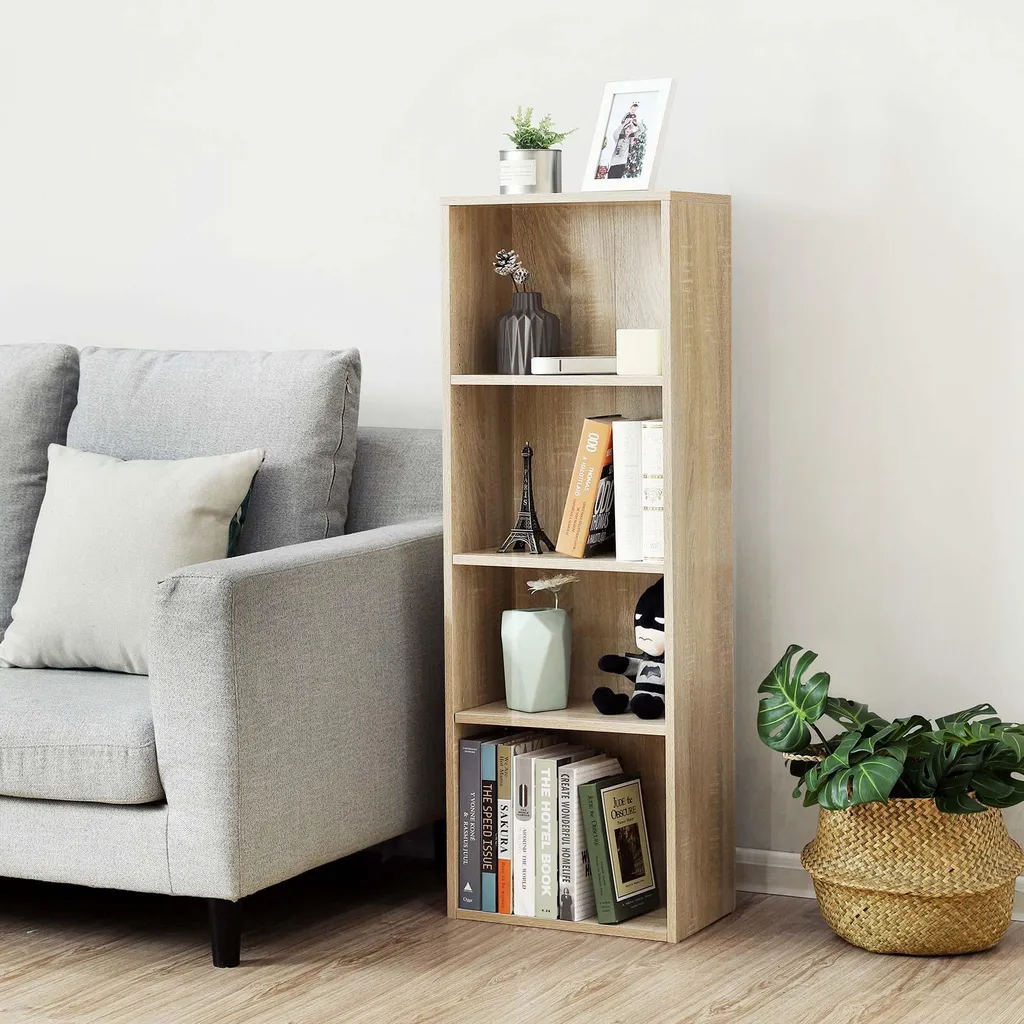 Étagère bois 4 compartiments robuste et stable finition naturelle mat - 3