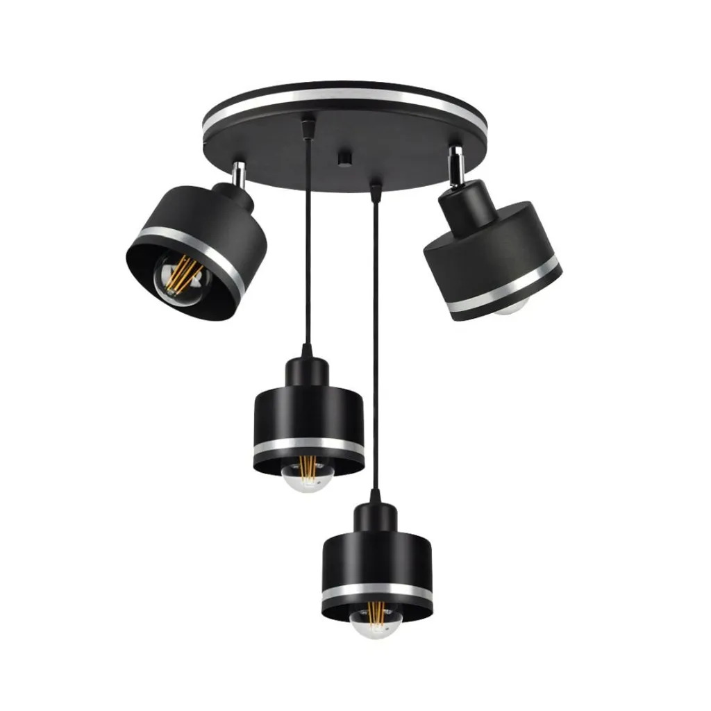 Suspension Candellux WAMA 4xE27 34-00507 Noir et Chrome Métal