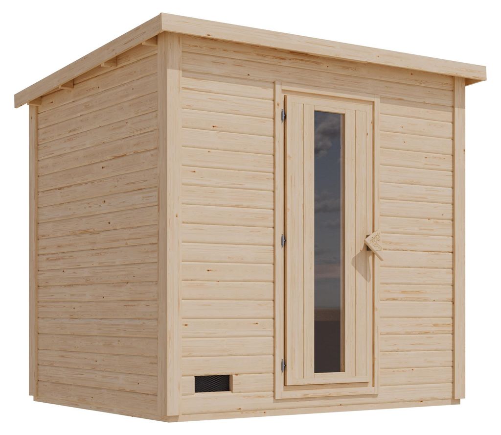Karibu 38 mm Saunahaus Melo 3 naturbelassen mit Ofen 9 kW Produktbild 