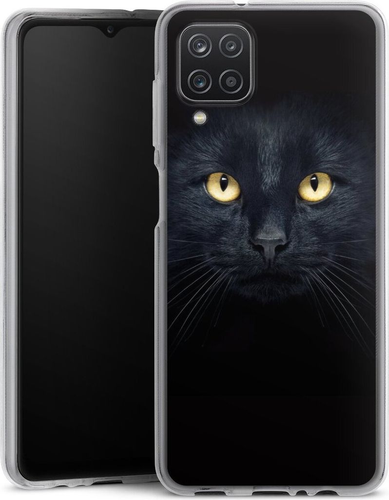 DeinDesign Handyhülle für Samsung Galaxy A12 Silikon Hülle Case Smartphone Schutzhülle Auge Katze schwarz