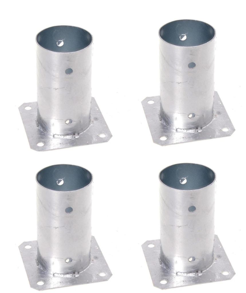 Aufschraubhülse rund Pfostenträger aufschrauben, Bodenhülse mit Dübelplatte Ø 100 mm 4er Set