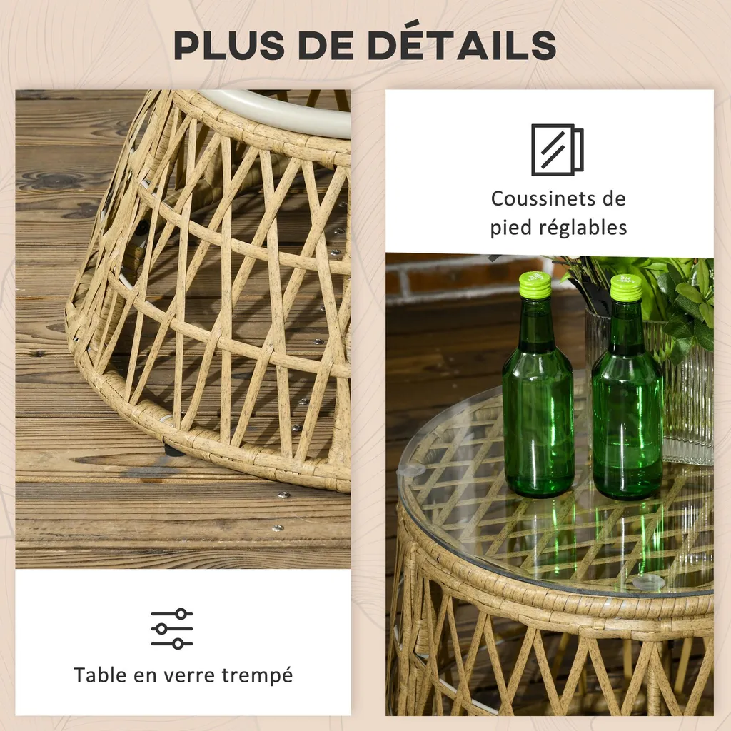 Salon de jardin résistant Outsunny en résine tressée durable - 8