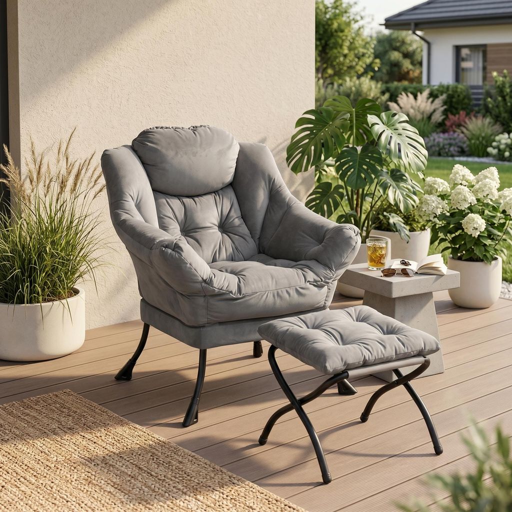 ClinviaSessel mit Hocker,Relaxsessel mit Armlehnen,Seitentasche&Fußstütze,Loungesessel,Fernsehsessel,Ohrensessel für Wohnzimmer,Schlafzimmer,Bü...