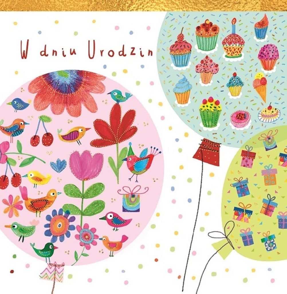 Karnet okolicznościowy KW Balony Pattern ze złoceniami
