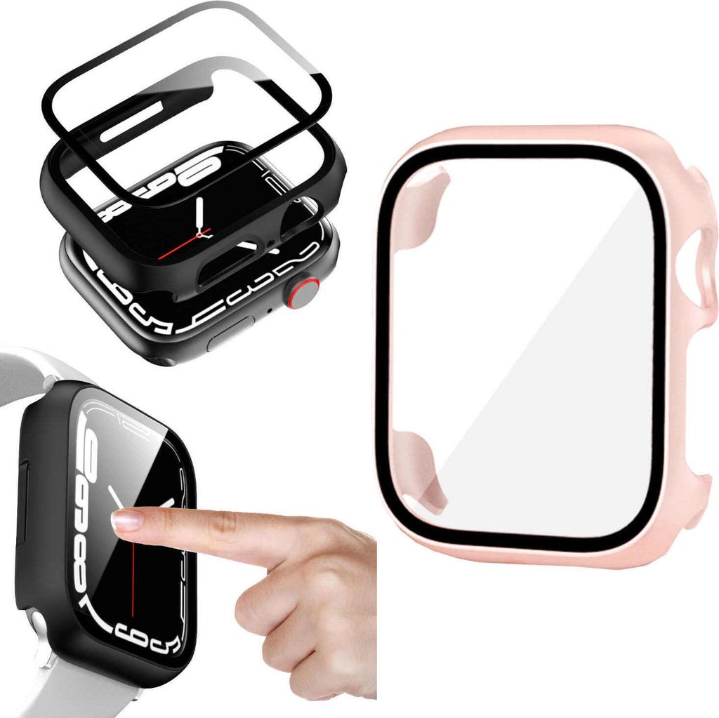 Für Apple Watch Series 9 8 7 45 / 6 SE 5 4 44mm 2 in 1 Uhr Hülle Cover + Hart Glas