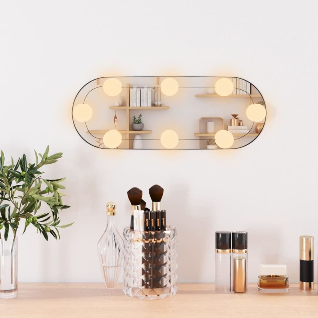 The Living Store Wandspiegel mit LED-Leuchten 15x40 cm Glas Oval