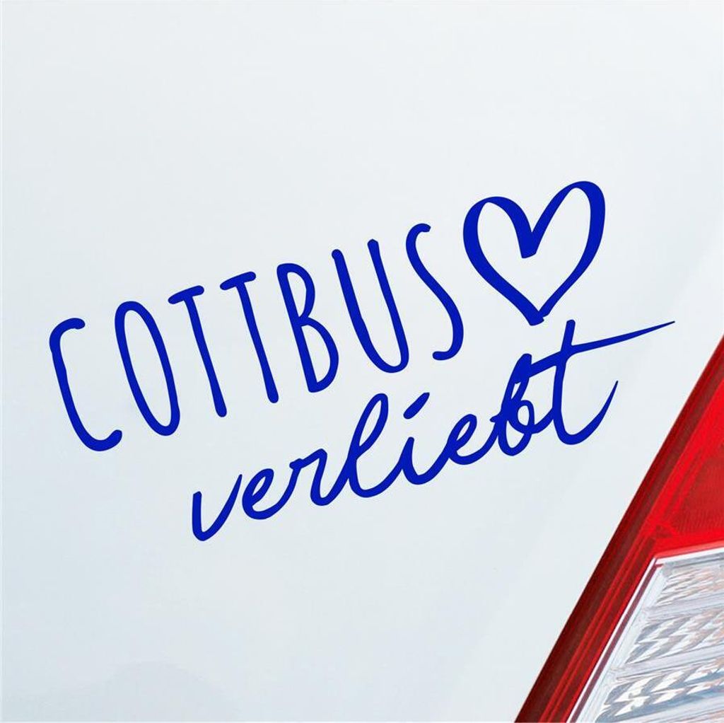 Auto Aufkleber Cottbus verliebt Herz Stadt Heimat Liebe Car 19x8 cm Dunkelblau Sticker Heckscheibenaufkleber