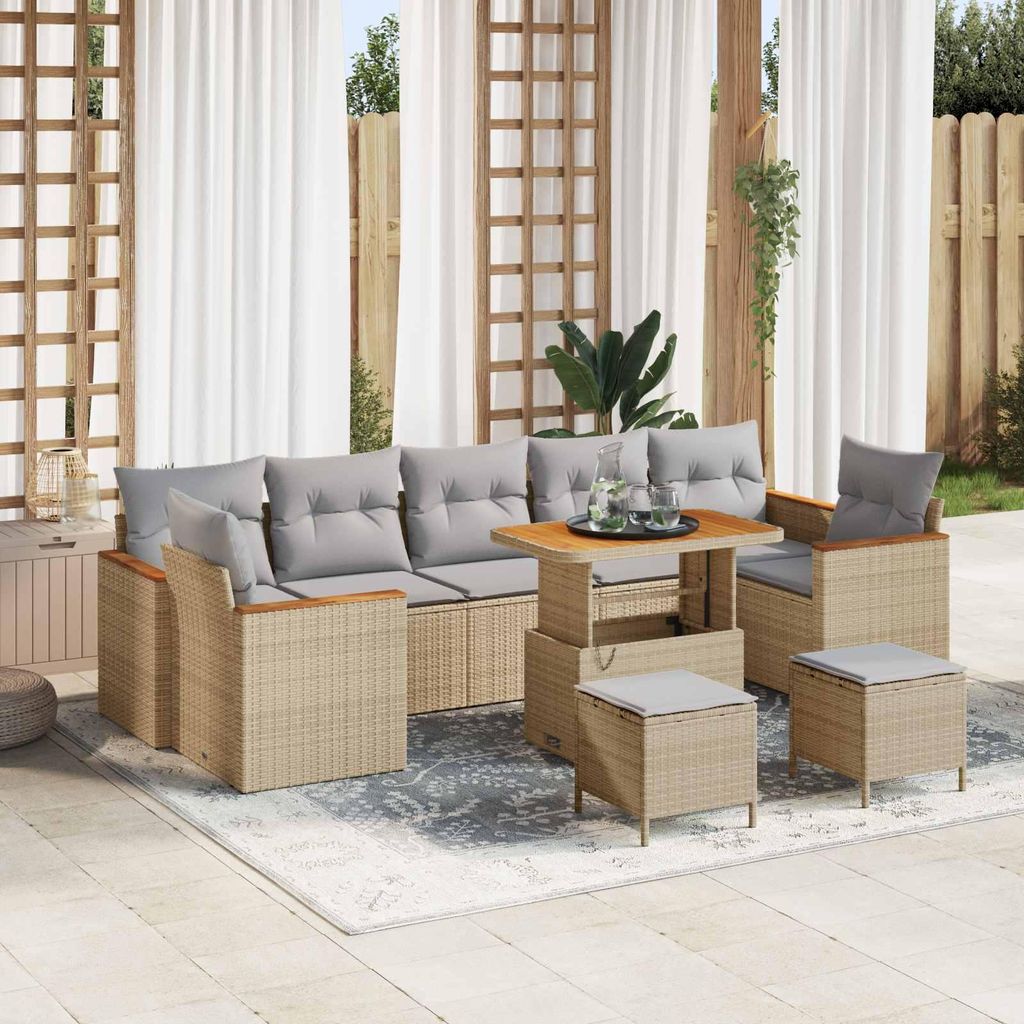 Maison Exclusive - Gartensofa-set 10 pcs Beige Poly-Rattan