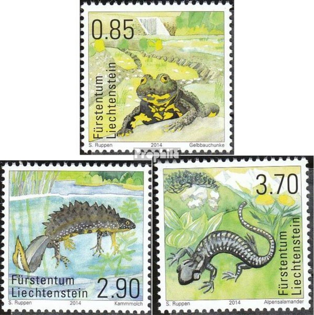 Briefmarken Liechtenstein 2014 Mi 1715-1717 (kompl.Ausg.) postfrisch Amphibien