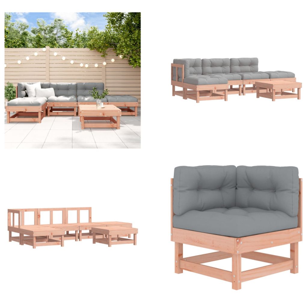 vidaXL 6 tlg. Garten Lounge Set mit Kissen Massivholz Douglasie - Garten Lounge Set - Garten Lounge Sets - Lounge Set - Outdoor Lounge Set