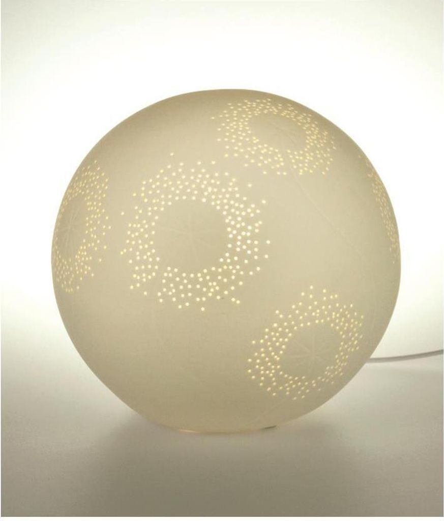 Kugellampe, Leuchte PUSTEBLUME weiß Porzellan D. 21cm Kerzenfarm Hahn