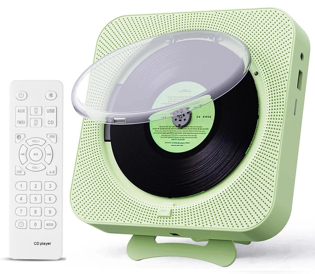 ZELURXX Bluetooth CD-Player, Kompakt, Leicht, Timer-Schaltung ein/aus, BT 5.0, FM, USB/TF-Anschluss, mit Ständer, Wiederaufladbar, 16,7 x 16,7 x 3 cm