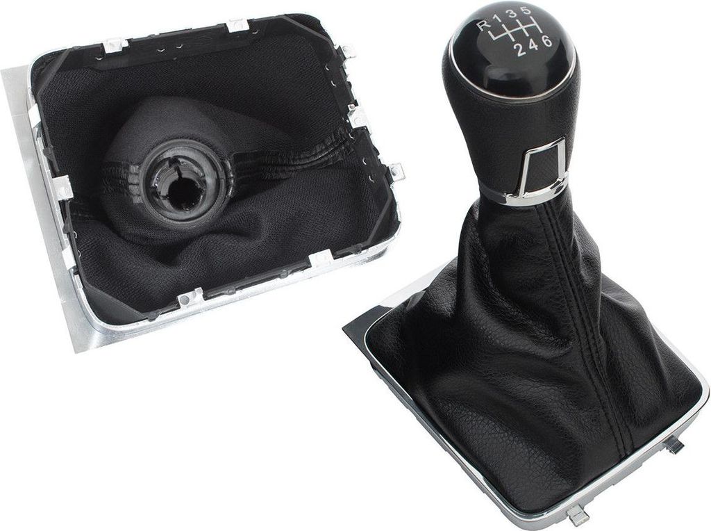 PREMIUM Schaltknauf Knauf Chrom Naht Schwarz 6-Gang für VW Passat 3C B6