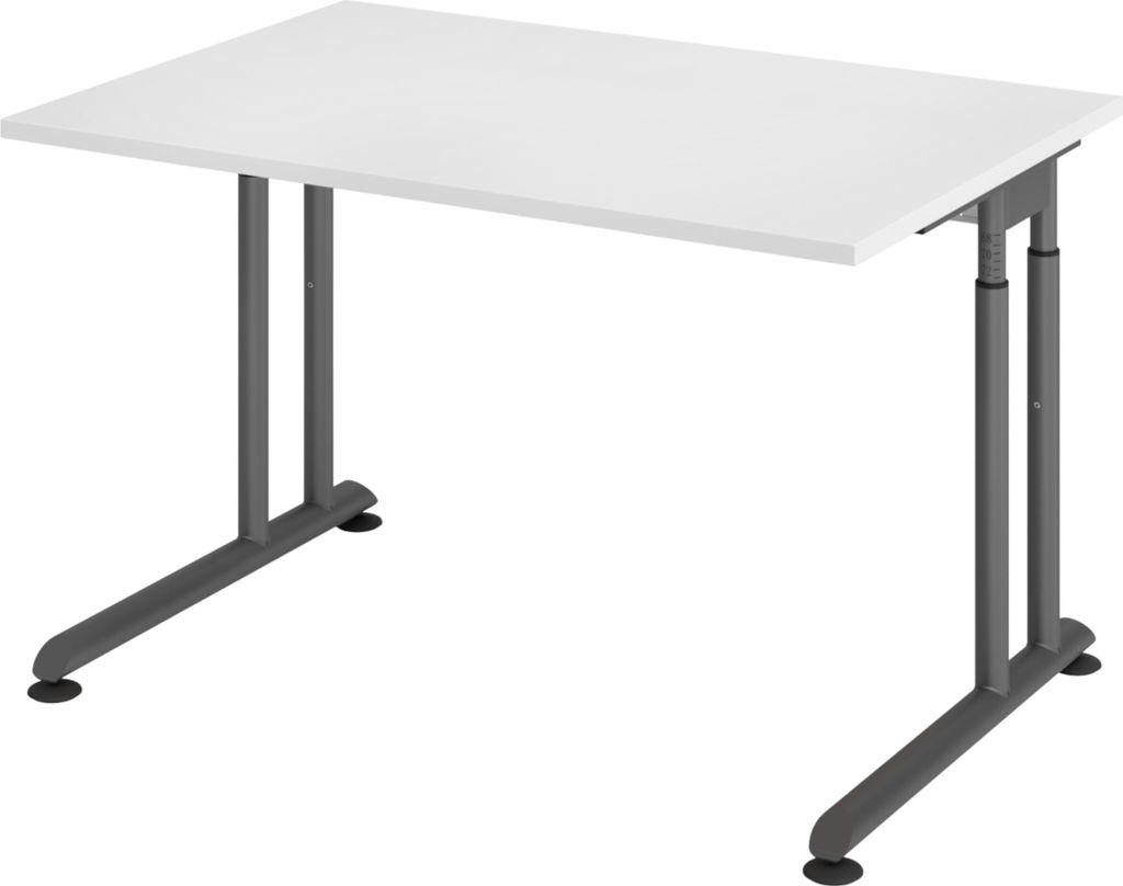 bümö Schreibtisch Serie-Z - Nachbildung: Weiß, Größe: 120 x 80 cm, Gestell: Graphit