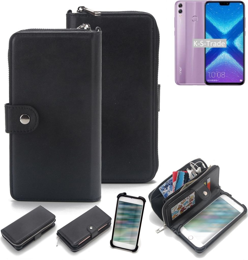 K-S-Trade 2in1 Handyhülle Schutzhülle kompatibel mit Huawei Honor 8X & Portemonnee Cover Handy Hülle Case Etui Geldbörse Wallet Bookstyle Hülle