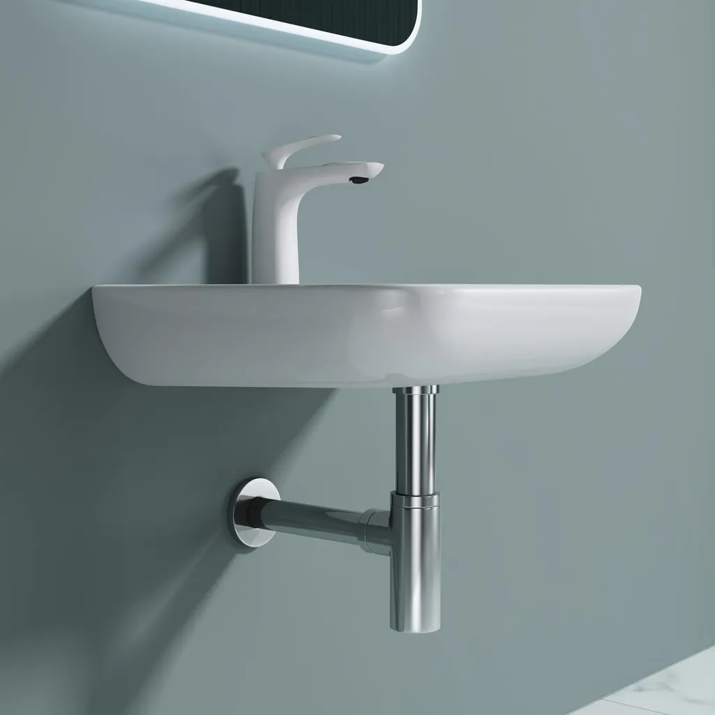 Siphon en Laiton Anti-Odeur Chromé pour Vasque - Design Rond et Robuste