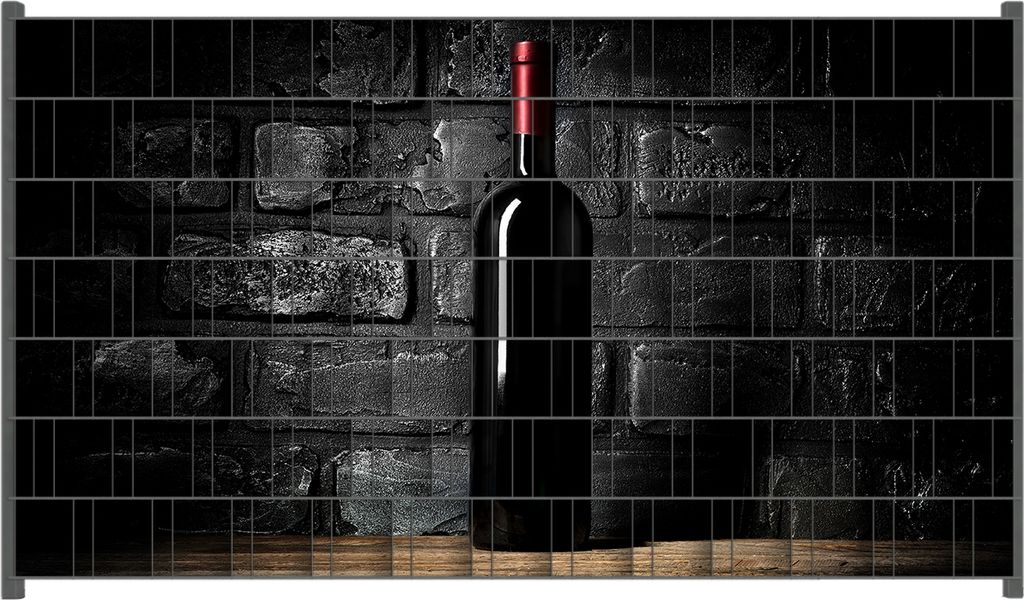 Wallario Zaunsichtschutz mit Motiv Rotwein-Flasche am Abend für Ein- und Doppelstabmatten Zäune in der Größe 250 x 140 cm