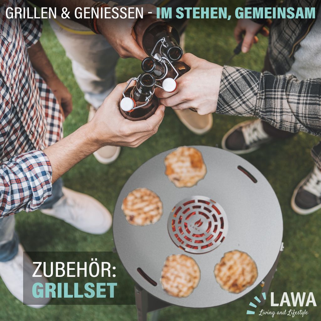 304 / V2A Edelstahl Feuerschale 60 cm mit 3 Höhen Produktbild 7
