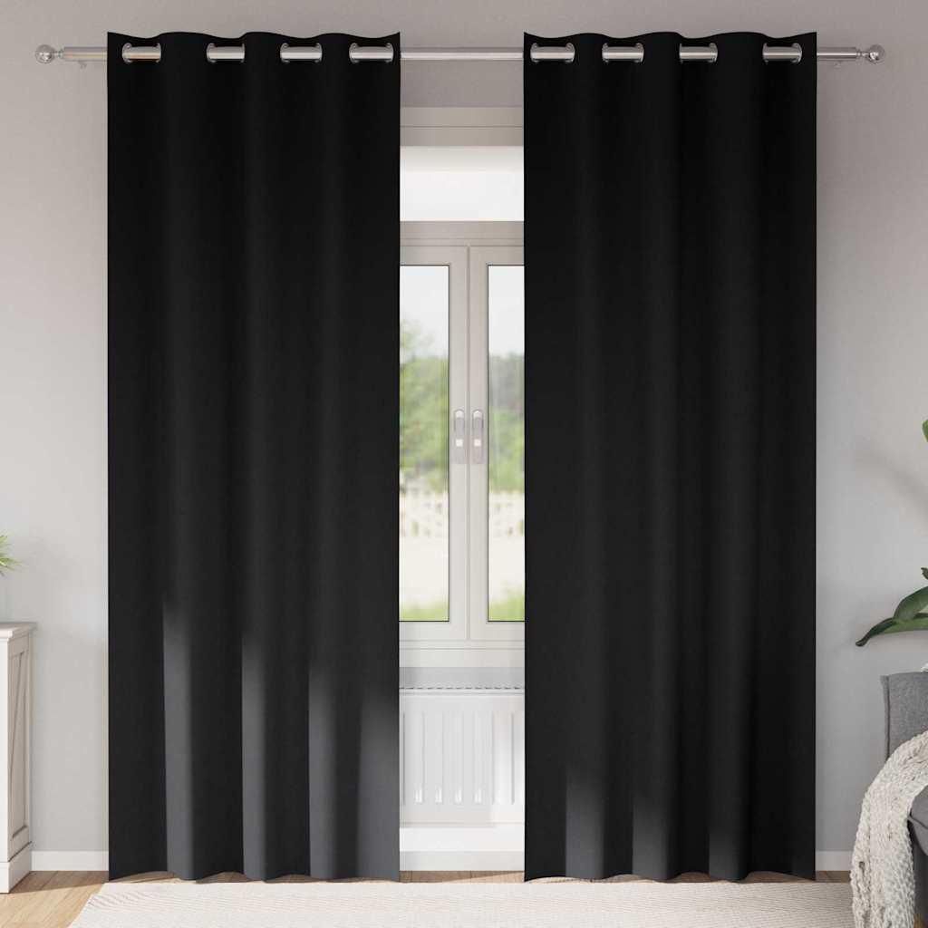 "SPRING SALE"Verdunkelungs-Vorhänge mit Ringen 2er set - Wohnzimmer - Schlichtes & einfarbiges Desgin - Schwarz 260 x 140 cm GermanyMöbel 57074 -...