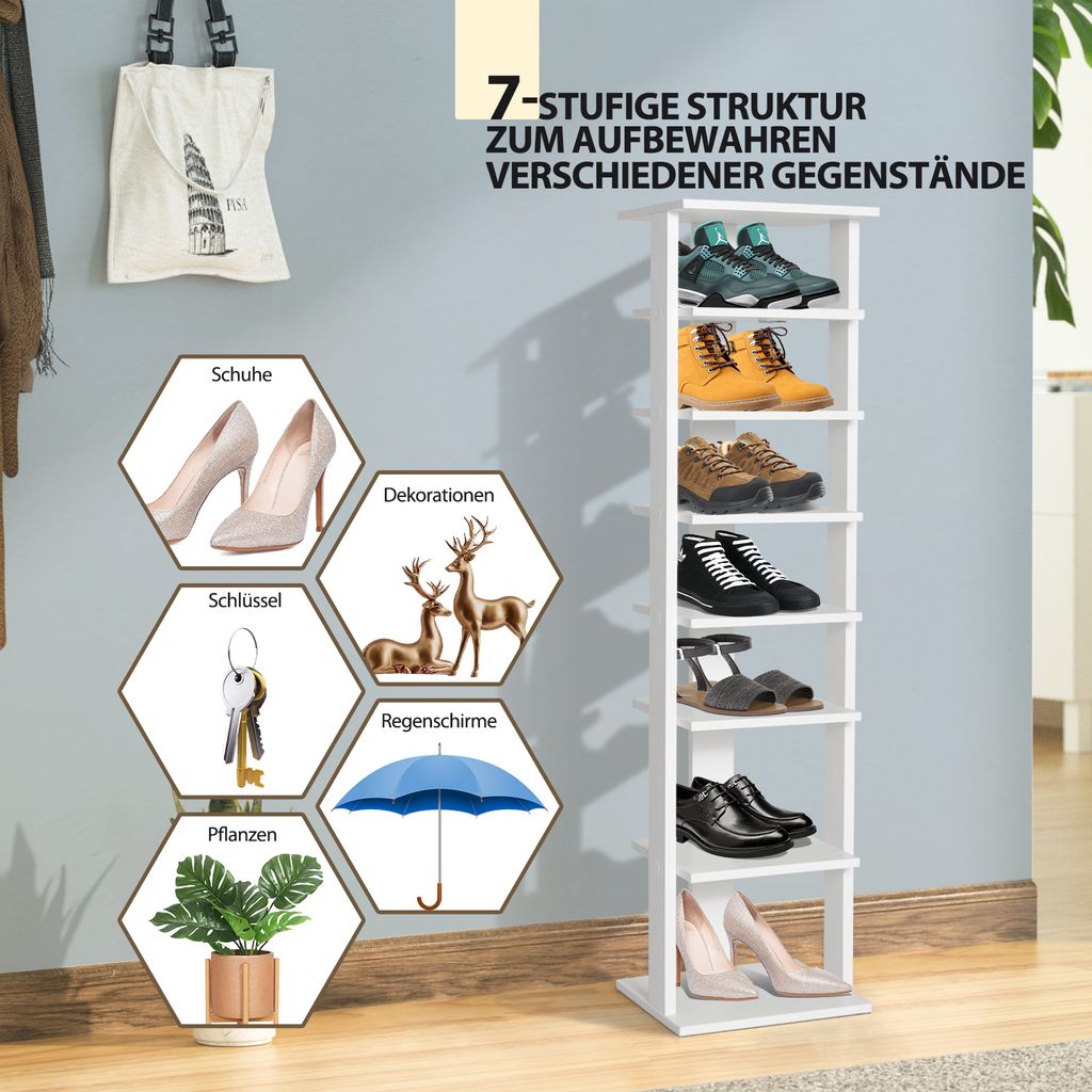 COSTWAY 8-stufiges Schuhregal, Schuhständer Holz