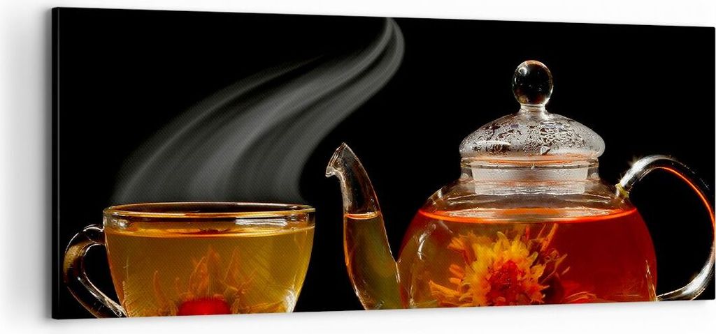 Bild auf Leinwand - Leinwandbild - Asien tee geschmack topf - 100x40cm - Wand Bild - Wanddeko - Leinwanddruck - Bilder - Kunstdruck - Wanddekoratio...
