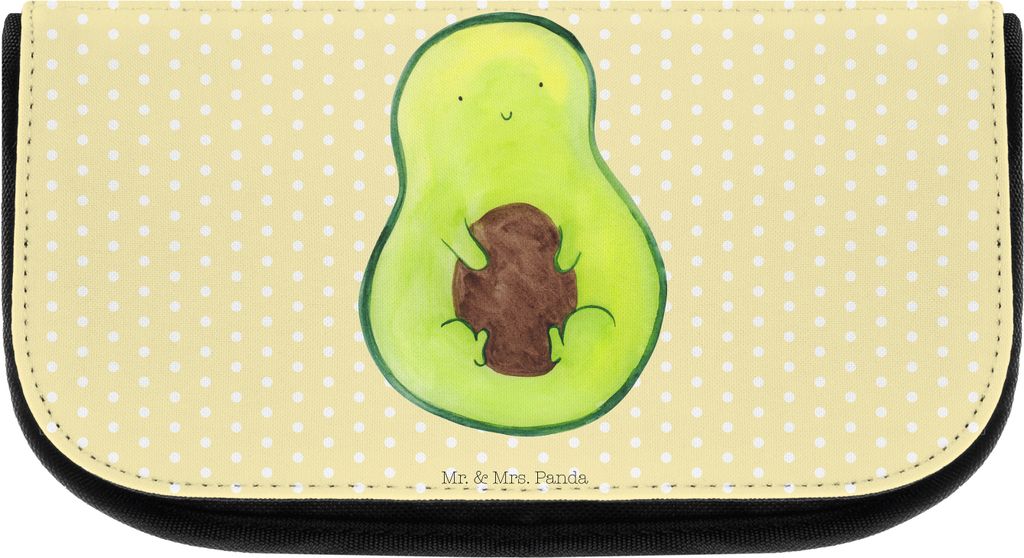 Mr. & Mrs. Panda kosmetiktäschchen Avocado Kern - Gelb Pastell - Geschenk, Veggie, Spruch Leben, Pflanze, aufbewahrungstasche, Kulturbeutel, Kosme...