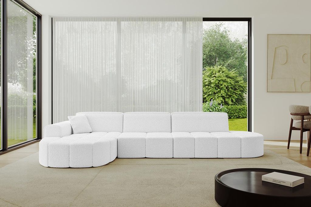 ALTDECOR Ecksofa in L-Form Livo-L2 - 337x173x79,5 Weiß - Corner Sofa Bett Eckcouch Couch Wohnlandschaft Cauchsofa