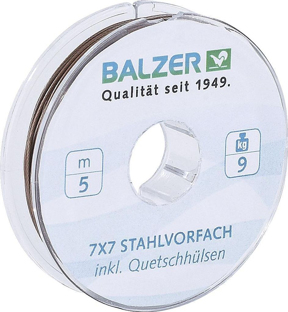 Balzer Edelstahlvorfach 7x7 Niroflex Spule unbeschichtet