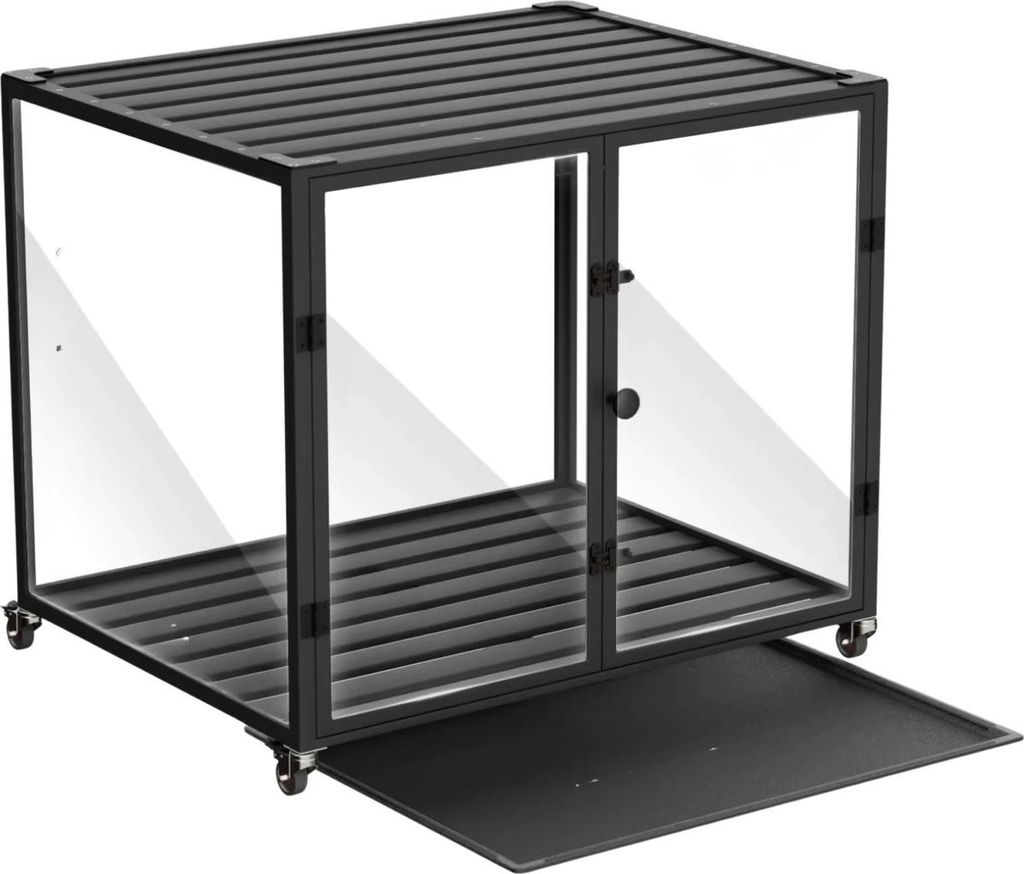 Hunde-Transportboxen Cleany – Auf Rollen – Gehärtetes Glas – Hundekennel – Mit Aluminiumrahmen – 90 cm