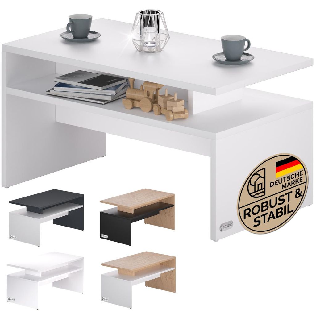 CASARIA Couchtisch mit Stauraum Weiß Produktbild 