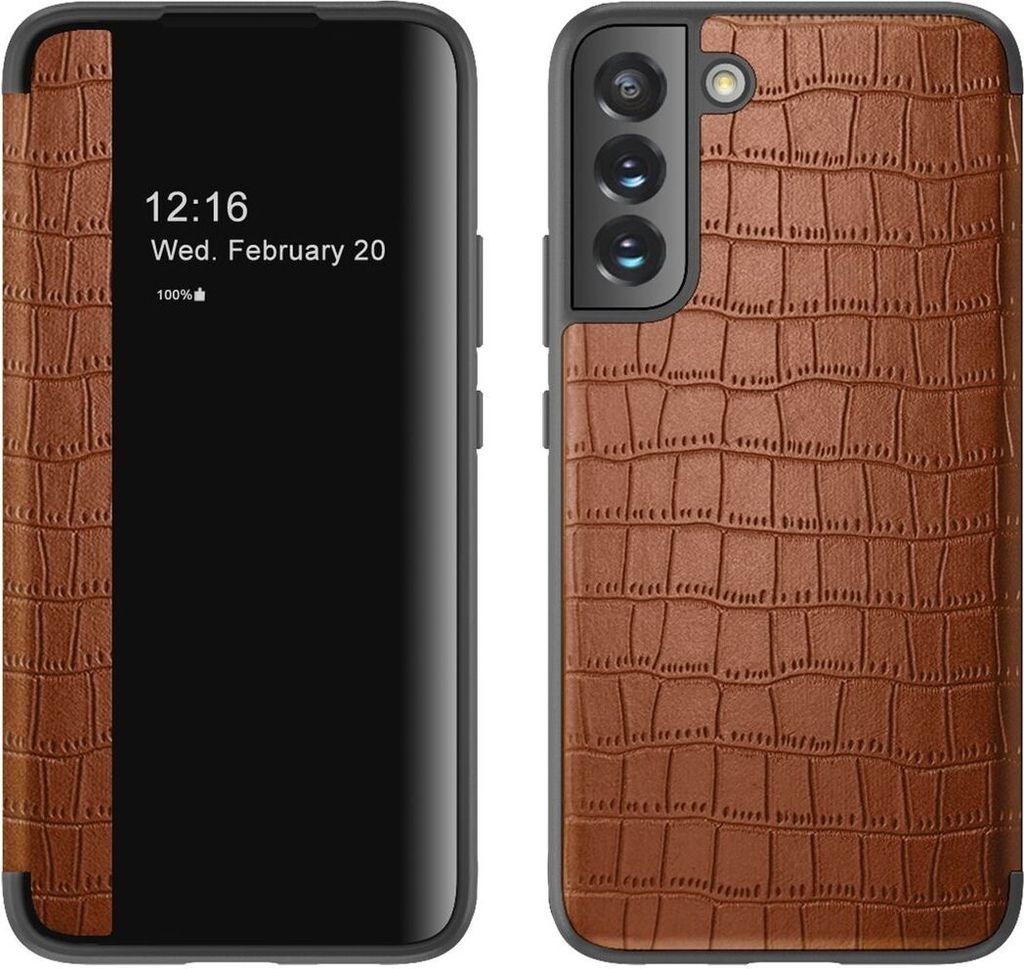 König Design Hülle kompatibel mit Samsung Galaxy S23 Plus Kunstleder Handyhülle - Handy Case Braun