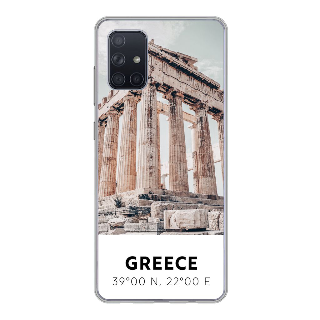 MuchoWow Handyhülle Schutzhülle Hülle für Samsung Galaxy A51 5G Griechenland - Tempel - Athen Silikon Softcase Handy Hülle - Abbildung