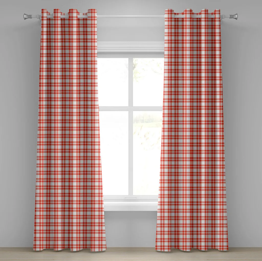 Tende Moderne ABAKUHAUS Bianco Rosso - Design Astratto Geometrico