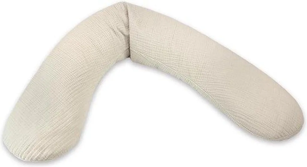 Housse coussin de grossesse 190 cm en mousseline : confort beige sable
