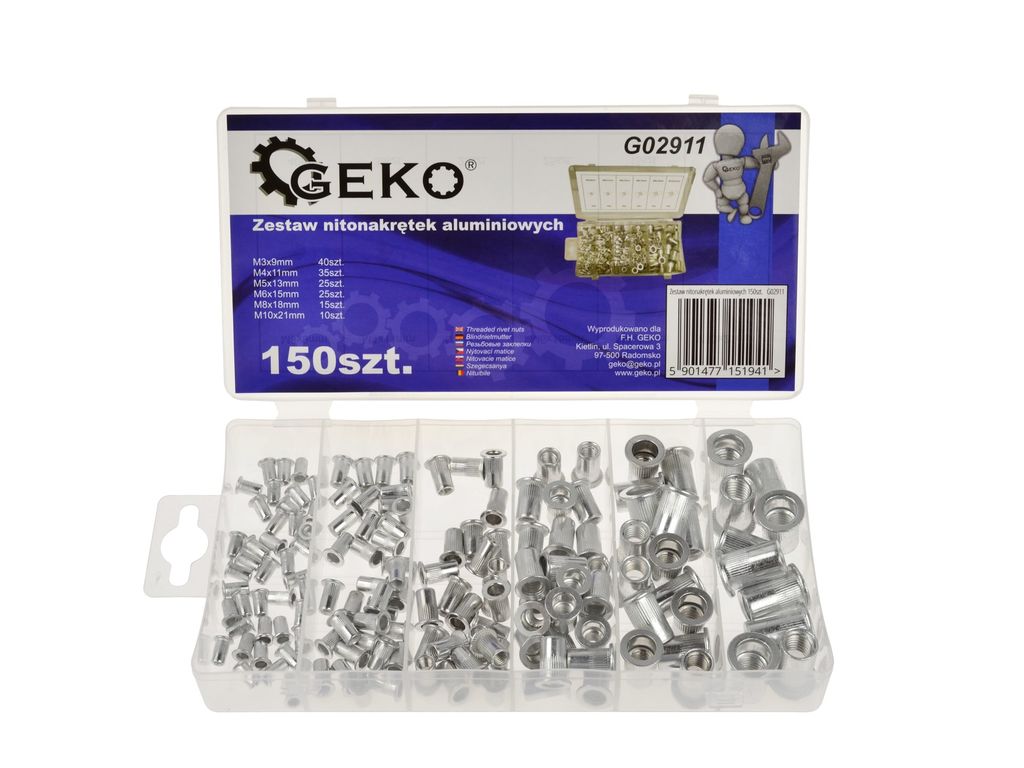 BSD Nietmuttern Set - Aluminium Nietmuttern Sortiment - M3,M4,M5,M6,M8,M10-150 Teilig