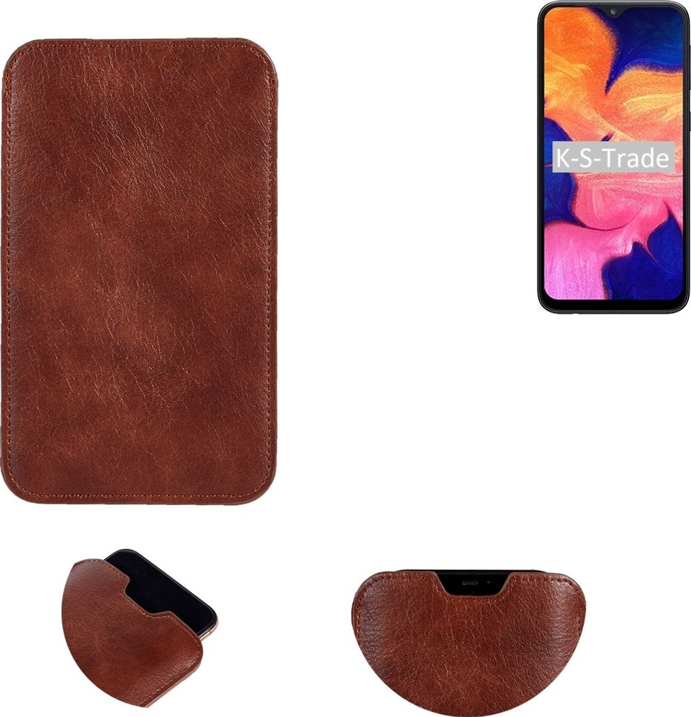 K-S-Trade Schutzhülle Handyhülle kompatibel mit Samsung Galaxy A10 Handytasche Kunstleder Sleeve in braun