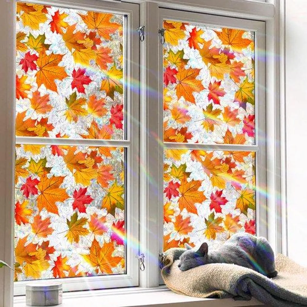 Sticker de fenêtre feuilles d'érable film décoratif opaque 45x100 cm