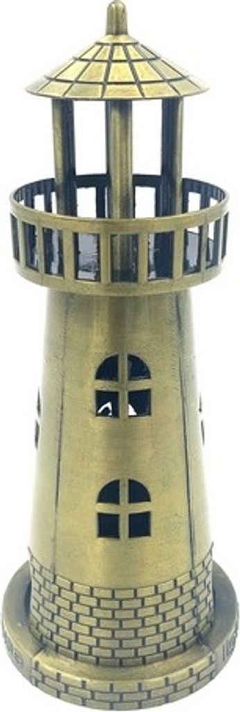 Leuchtturm-Figur LT Serie aus Metall in Altgold 18,5 cm