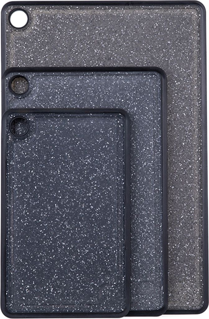 1/3 Stück schwarzes Schneidebrett mit Saftrille, rutschfest, spülmaschinenfest, lebensmittelechter Kunststoff, zum Aufhängen, für Gemüse, Obst...