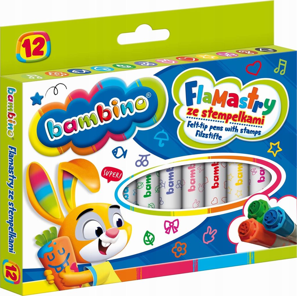 KIK KX5478 BAMBINO Fixy s razítky 12 barev Obrázek produktu 