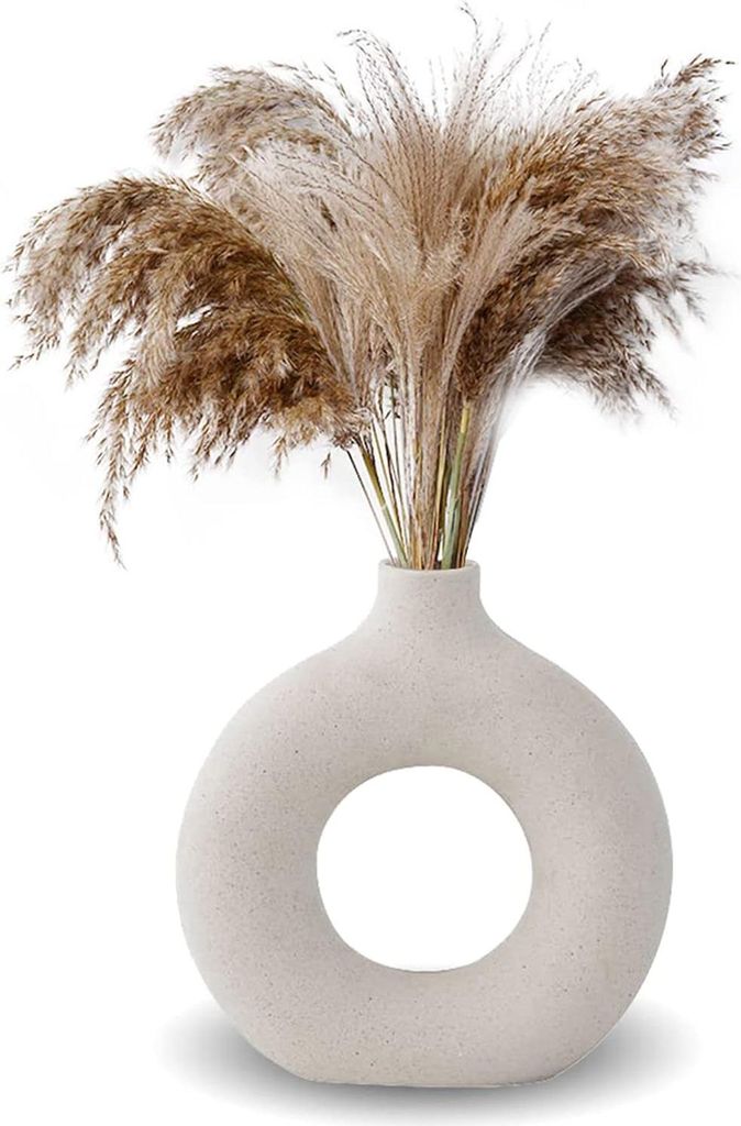 Moderne Keramikvase, minimalistische Heimdekoration, weißer vegetarischer Keramik-Blumentopf, Kunstvase, Geschenkidee, L