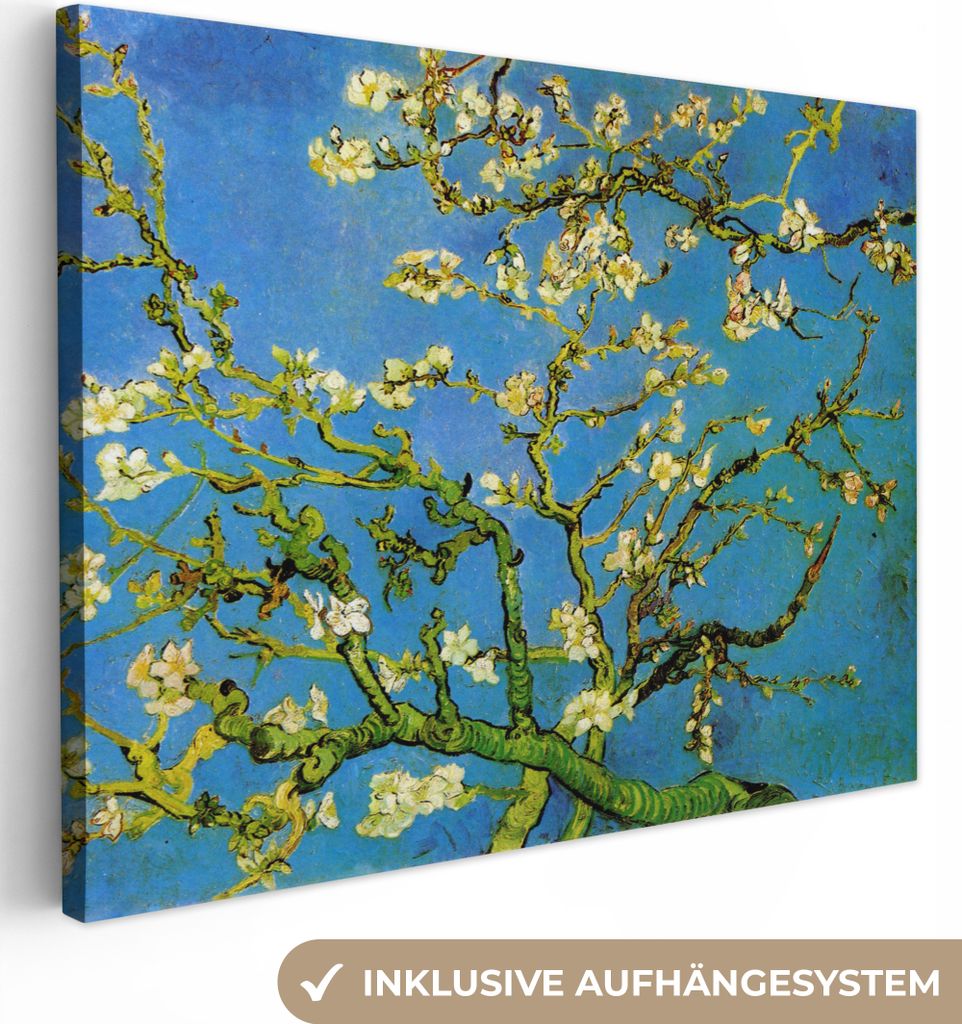 MuchoWow - Leinwandbilder - Mandelblüte - Vincent van Gogh, Wandbild, Wanddeko Bilder Wohnzimmer, 40x30 cm