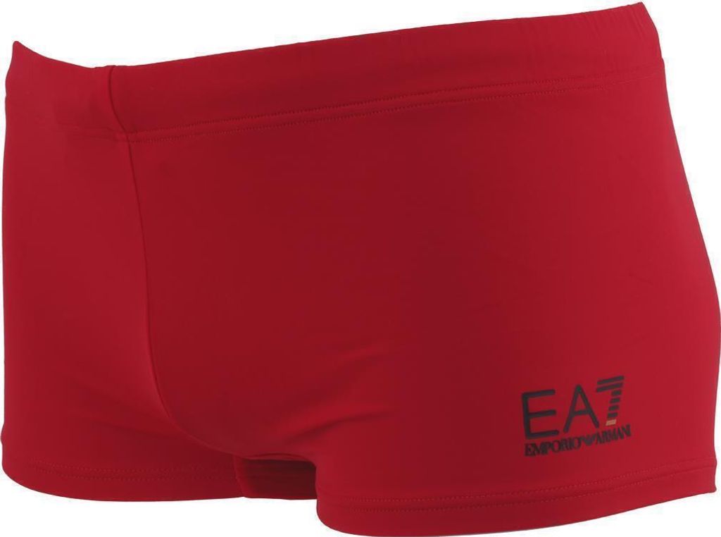 Emporio Armani EA7 Herren Kastenbadehosen in 00074 Rot/Logo Schwarz 54 (XL)