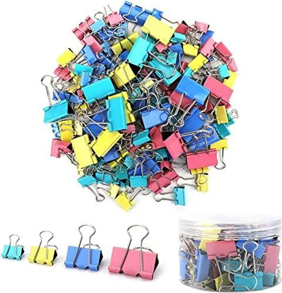 WUWEOT 272 Stück Foldback Klammern Bunt 15/19/25/32 mm - Binder Clips, Dokumentenklammern, Metall Clips Set, Vielzweckklammern, Papierklammern, Ze...