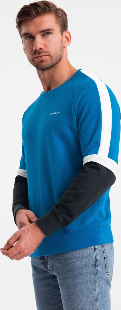 Ombre Clothing Herrensweatshirt ohne Verschluss Sidibeh Blau S