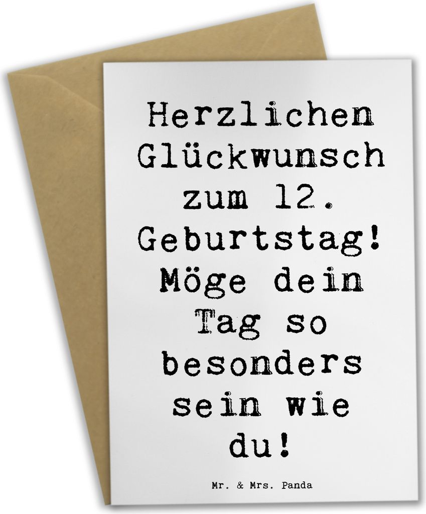 Mr. & Mrs. Panda Glückwunschkarte Spruch 12. Geburtstag - Weiß - Geschenk, weihnachtskarten, besondere Wünsche, Geburtstagssprüche, hochzeitska...