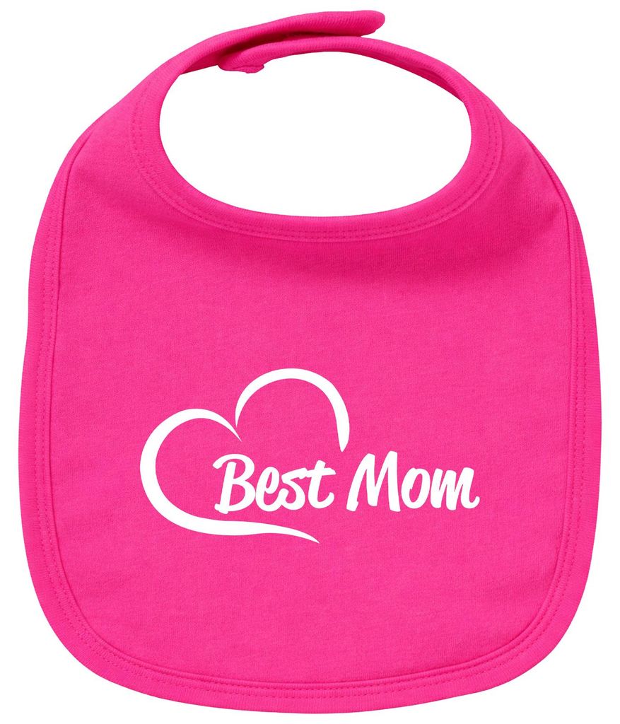Huuraa Baby Lätzchen Best Mom Heart Cherry Pink Klettverschluss Baumwolle Latz Geschenkidee